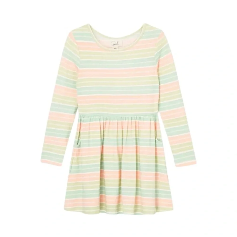 PEEK GIRLS STRIPED LONG SLEEVE DRESS